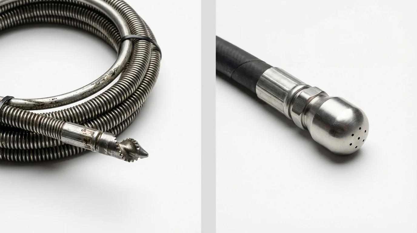 Drain snake cable and hydro jetting nozzle used for drain cleaning in Oley, PA